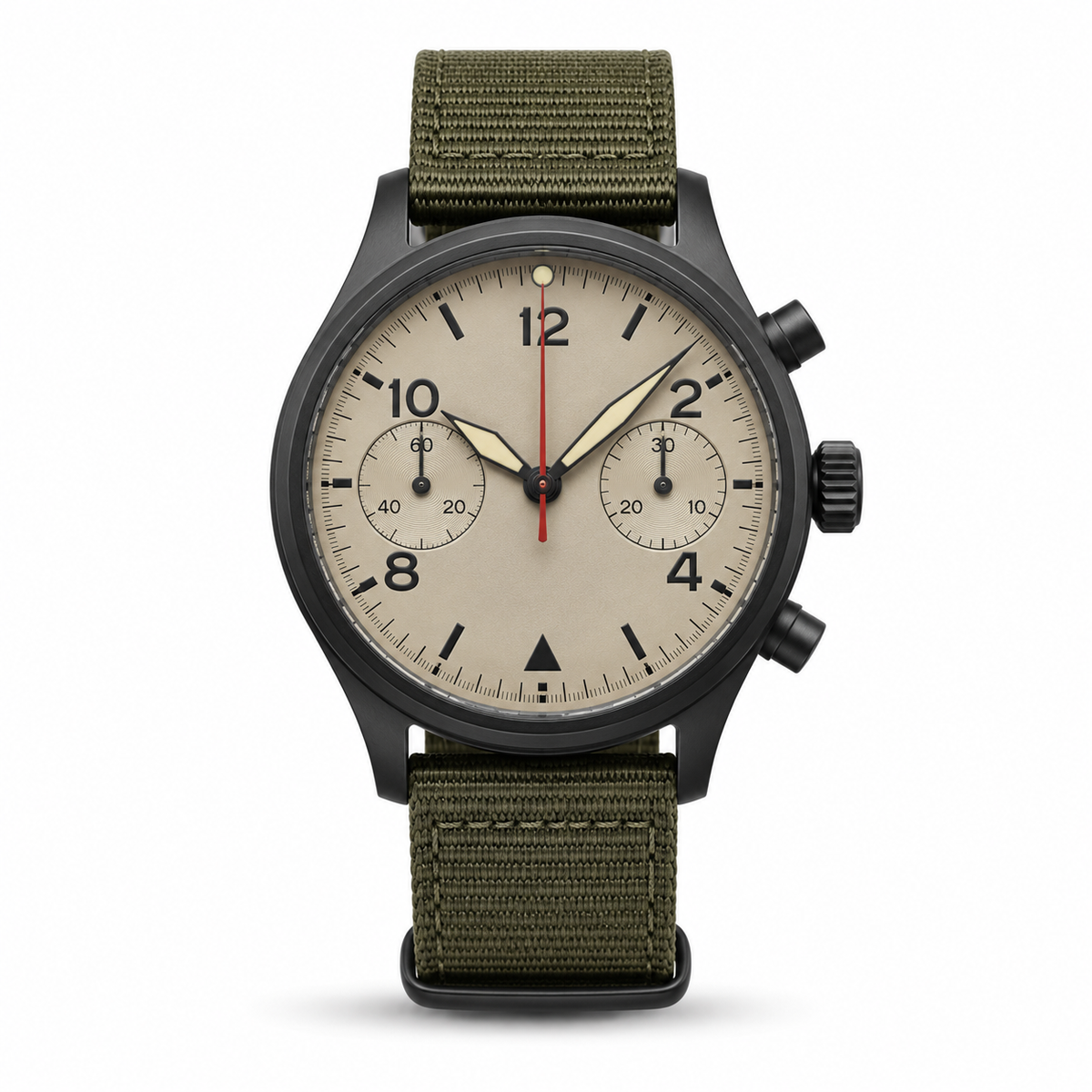 Chronographe militaire avec cadran beige